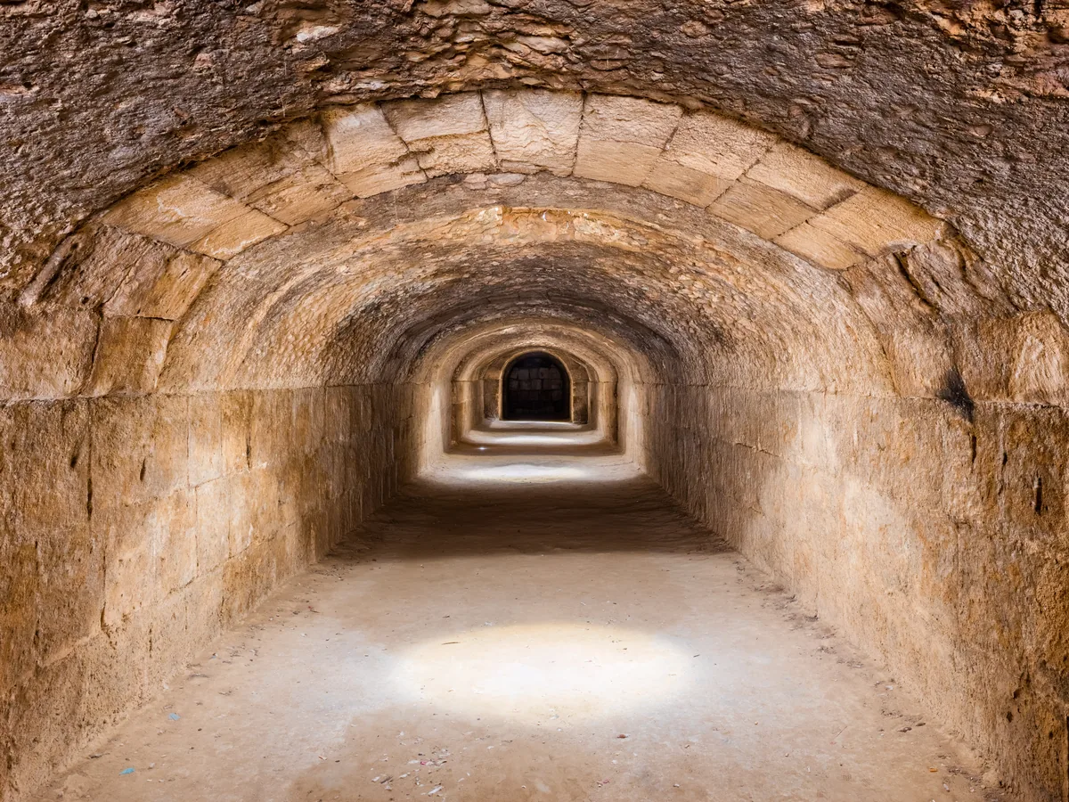 Interior passages and stonework of the El Jem amphitheatre